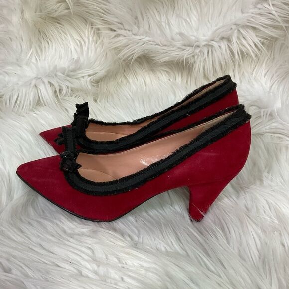 NEW Marc by Marc Jacobs Leather Red Velvet Trim Pointed Toe Pumps US 6 EUR 36 - Picture 4 of 13